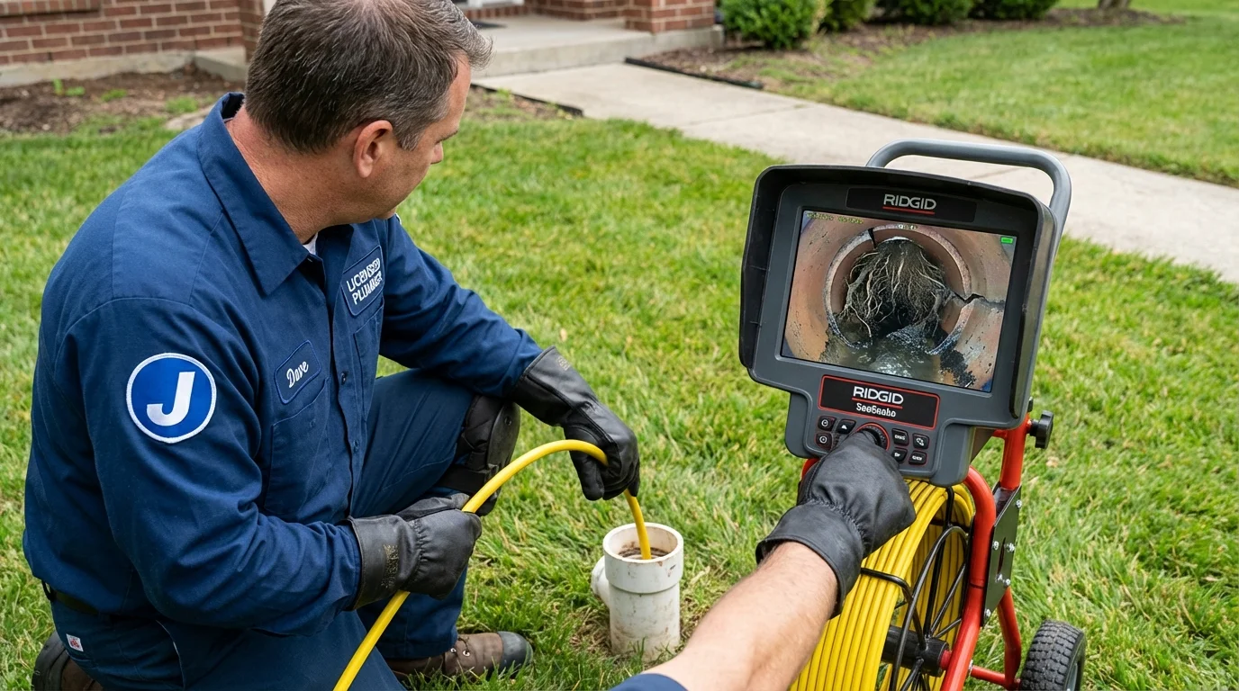 Sewer camera inspection being performed by Johns Plumbing LLC in Taylors